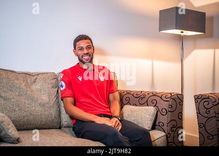 Nottingham, Regno Unito. 29th ago, 2022. Nottingham Forest segno Renan Lodi su prestito da Atlético de Madrid a Nottingham, Regno Unito il 8/29/2022. (Foto di Ritchie Sumpter/News Images/Sipa USA) Credit: Sipa USA/Alamy Live News Foto Stock