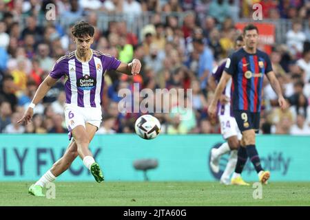 Barcellona, Spagna. 28th ago, 2022. Alvaro Aguado di Real Valladolid CF durante la partita Liga tra FC Barcelona e Real Valladolid CF allo Spotify Camp Nou di Barcellona, Spagna. Credit: DAX Images/Alamy Live News Foto Stock