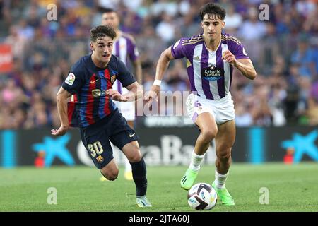 Barcellona, Spagna. 28th ago, 2022. Alvaro Aguado di Real Valladolid CF durante la partita Liga tra FC Barcelona e Real Valladolid CF allo Spotify Camp Nou di Barcellona, Spagna. Credit: DAX Images/Alamy Live News Foto Stock