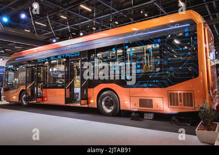 Bus elettrico Caio eMillenium in mostra alla LAT.BUS 2022 esposizione, che si svolge nella città di São Paolo. Foto Stock