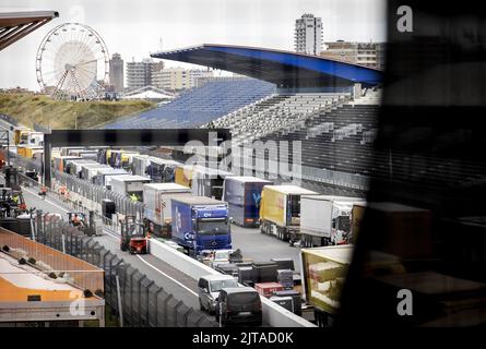 ZANDVOORT - Paesi Bassi, 2022-08-29 14:22:43 ZANDVOORT - i team di Formula 1 arrivano sul circuito di Zandvoort dove la gara di Formula 1 si terrà il prossimo fine settimana. ANP KOEN VAN WEEL netherlands out - belgium out Foto Stock
