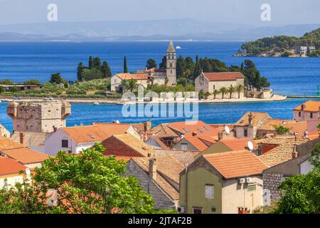 Chiesa di San Girolamo, città di Vis, Isola di Vis, Dalmazia, Croazia Foto Stock