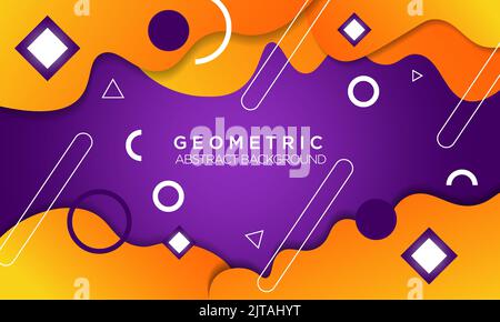 Uno sfondo astratto in arancione e viola con forme geometriche Illustrazione Vettoriale
