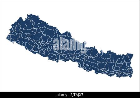 Nepal Vehicle Road Map, Nepal Vector map Illustration with vehicle Road, nepal Administrative area, nepal Road way Illustrazione Vettoriale