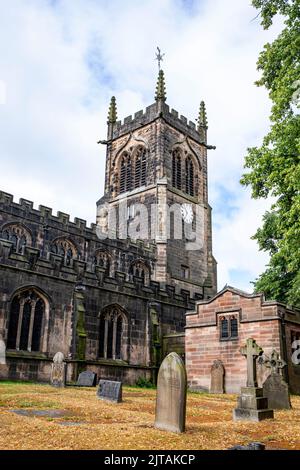 Torre della Chiesa Parrocchiale di Santa Maria a Sandbach Cheshire, Regno Unito Foto Stock