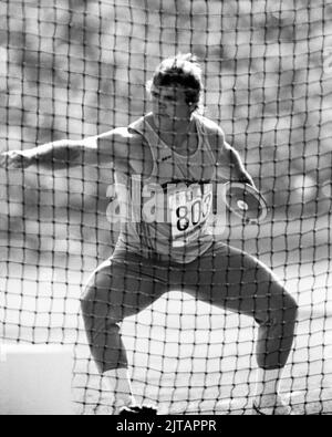 GIOCHI ESTIVI OLIMPICI A LOS ANGELES 1984 STEFAN FERNHOLM Sweden Discus Thrower Foto Stock