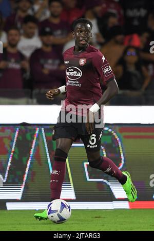 Salerno, Italia. 28th ago, 2022. Junior Sambia di Salernitana durante la Serie Un incontro tra US Salernitana 1919 e UC Sampdoria allo Stadio Arechi di Salerno, Italia il 28 agosto 2022. Foto di Nicola Ianuale. Credit: UK Sports Pics Ltd/Alamy Live News Foto Stock