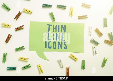 Icone delle linee sottili di visualizzazione concettuale. Simboli concettuali delle foto utilizzati nei telefoni cellulari e in altre applicazioni come i pulsanti Foto Stock