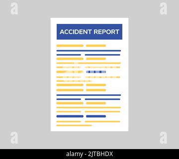 Report sugli incidenti, processo dopo l'incidente dell'auto e design del logo del concetto di traffico. Polizza assicurativa, processo dopo un incidente di auto e vettore di concetto di traffico. Illustrazione Vettoriale