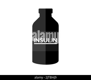 Icona flaconcini di insulina umana. Aiuto per i diabetici e la produzione di insulina vettore disegno e illustrazione. Illustrazione Vettoriale