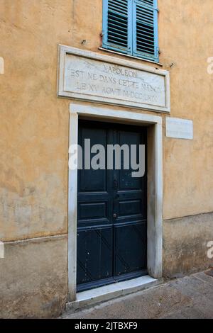 Luogo di nascita dell'imperatore francese Napoleone i (1769-1821) ad Ajaccio (Corse-du-Sud) sull'isola di Corsica, Francia Foto Stock