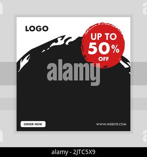 Food Social Media Post Design Promotional Banner Restaurant Square Template Illustrazione Vettoriale