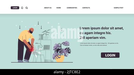 uomo che soffre di stringa dolore al ginocchio infiammazione dei muscoli dolore nel corpo sintomi di malattia malsana malattia del corpo Illustrazione Vettoriale