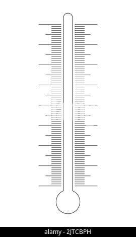 Scala termometro verticale con tubo in vetro. Modello grafico per strumento di misurazione della temperatura meteorologica. Illustrazione del contorno vettoriale Illustrazione Vettoriale