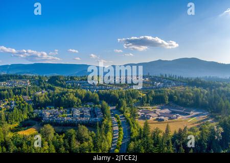 Veduta aerea di Snoqualmie, Washington nel mese di agosto 2021 Foto Stock