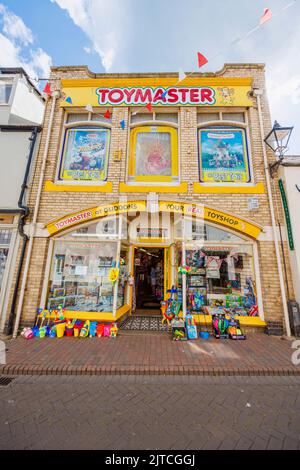 Toymaster a Gliddons, un negozio di giocattoli tradizionale nel centro della città di Sidmouth, una città costiera e resort di vacanza nel Devon orientale sulla costa jurassica Foto Stock