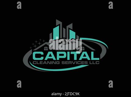 Capital Cleaning Services Logo Cleaning logo aziendale Illustrazione Vettoriale