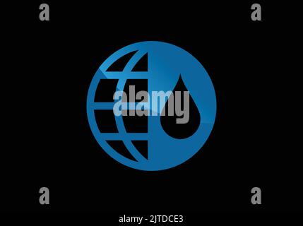 Purificazione dell'acqua filtrazione World Globe Splash Water Drop Logo Design Template Illustrazione Vettoriale