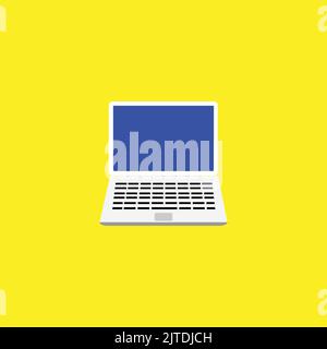 Notebook icona adesivo design tecnologia sfondo colorato Illustrazione Vettoriale