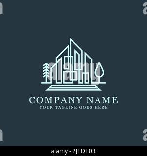 vettore di design logo immobiliare di lusso con forma geometrica monogramma, ideale per l'edilizia, illustrazione del logo di costruzione Illustrazione Vettoriale