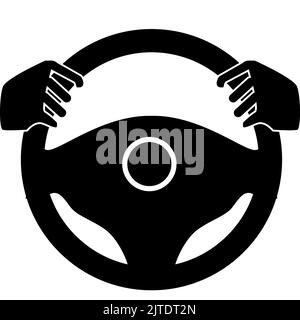 icona volante su sfondo bianco. cartello conducente auto. Simbolo ruota auto. Stile piatto. Foto Stock