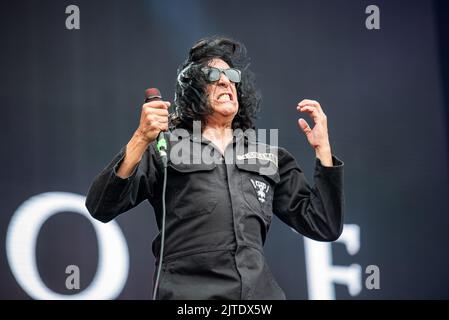 24 giugno 2022: Jaz Coleman of Killing Joke suona al festival Hellfest Open Air Foto Stock