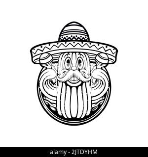 Cinco de mayo cactus giocare maraca personaggio Vector illustrazioni per il tuo lavoro Logo, mascotte merchandise t-shirt, adesivi e disegni di etichette, poster, Foto Stock