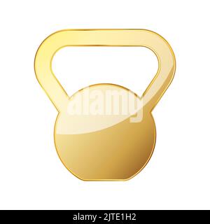 Icona Kettlebell d'oro. Elemento di design con logo dorato. Illustrazione vettoriale. Icona di KettleBell di esercitazione Illustrazione Vettoriale