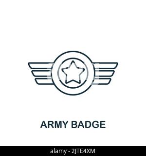 Icona distintivo dell'esercito. Linea linea semplice guerra icona per modelli, web design e infografiche Illustrazione Vettoriale