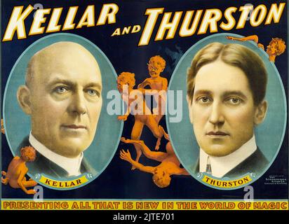 Poster Magico vintage 1920s - Kellar e Thurston. Maghi Harry Kellar e Howard Thurston Foto Stock