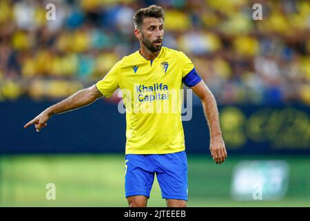 Cadice, Spagna. 29th ago, 2022. Jose Maria Martin di Cadice durante la partita di la Liga tra Cadice CF e Athletic Club giocato al Nuevo Mirandilla Stadium il 29 agosto 2022 a Cadice, Spagna. (Foto di Antonio Pozo/PRESSIN) Credit: PRESSINPHOTO SPORTS AGENCY/Alamy Live News Foto Stock