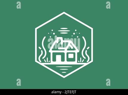 Semplice e piccola casa monline arte disegno illustrazione Illustrazione Vettoriale