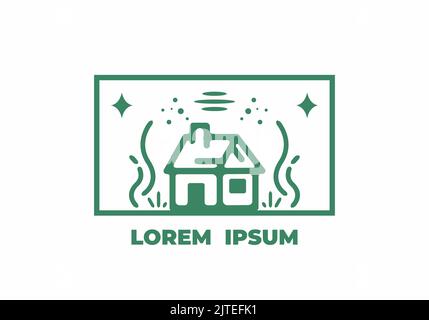 Semplice e piccola casa monline arte disegno illustrazione Illustrazione Vettoriale