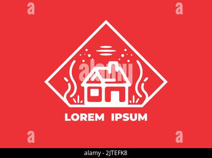 Semplice e piccola casa monline arte disegno illustrazione Illustrazione Vettoriale