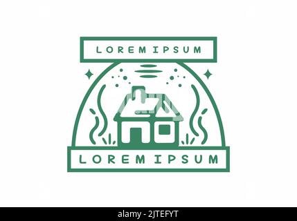 Semplice e piccola casa monline arte disegno illustrazione Illustrazione Vettoriale