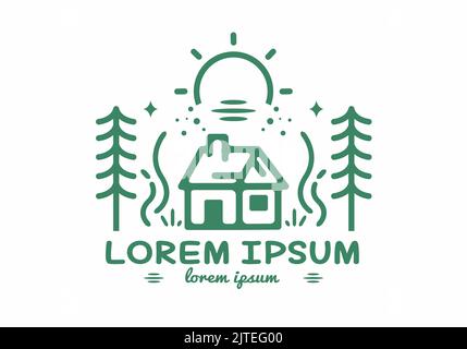 Semplice e piccola casa monline arte disegno illustrazione Illustrazione Vettoriale