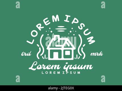 Semplice e piccola casa monline arte disegno illustrazione Illustrazione Vettoriale