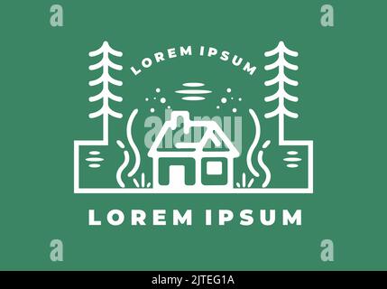 Semplice e piccola casa monline arte disegno illustrazione Illustrazione Vettoriale