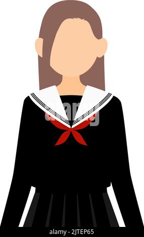 Ragazza che indossa l'uniforme da marinaio della scuola, Stand Upright Illustrazione Vettoriale