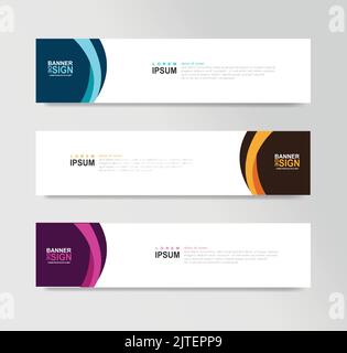 Un set di tre modelli di banner dal design astratto a colori con testo modificabile Illustrazione Vettoriale
