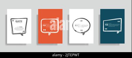 Una serie di modelli di progettazione di quattro poster con riquadri di virgolette e testo modificabile Illustrazione Vettoriale