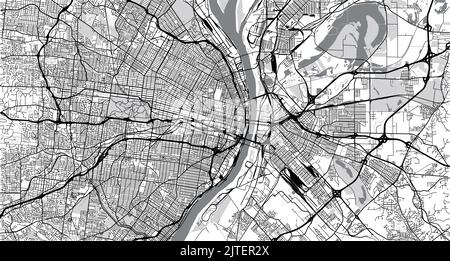 Mappa urbana vettoriale della città di St Louis, California , Stati Uniti d'America Illustrazione Vettoriale