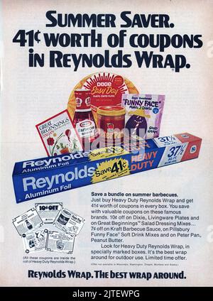 Vintage Luglio 1974 'Redbook' rivista numero pubblicità, USA Foto Stock