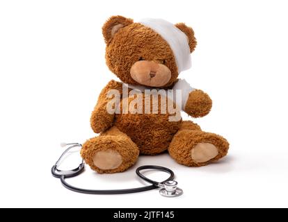 giocattolo di orsacchiotto con stetoscopio Foto Stock