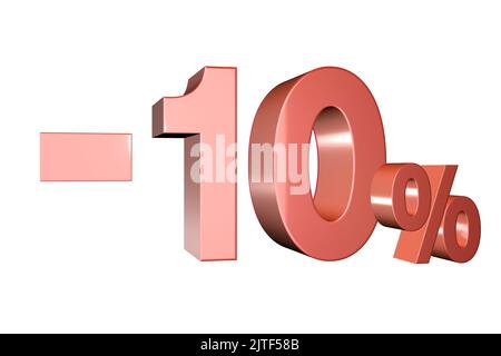 3D reso segno di vendita della bandiera di sconto che mostra meno - 10% di sconto Foto Stock