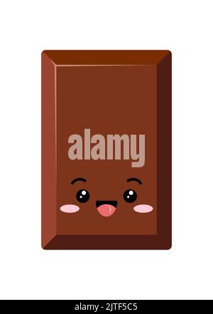 Carino rettangolare pezzo di cioccolato bambini emotoji personaggio vettore icona. Illustrazione Vettoriale