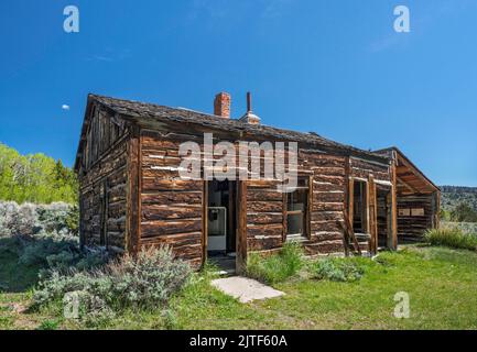 Bryant Cabin, Miners Delight, alias Hamilton City Townsite, Wind River Range, Wyoming, USA Foto Stock