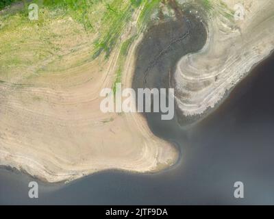 Vista aerea del lago artificiale di Lindley Wood, North Yorkshire Foto Stock