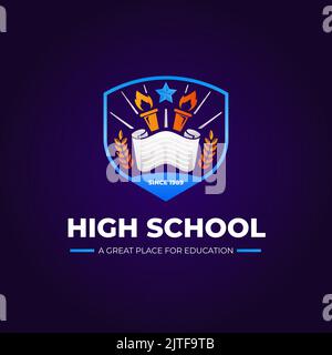 Gradiente High School logo design Vector Illustration Illustrazione Vettoriale