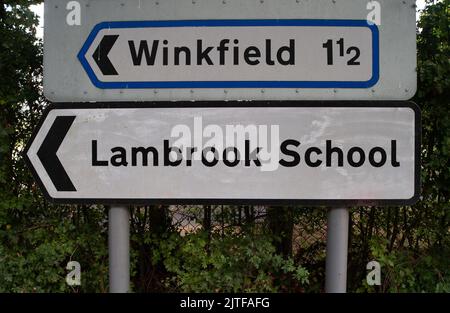 Winkfield Row, Bracknell, Berkshire, Regno Unito. 30th agosto, 2022. La Lambrook School, situata nel tranquillo villaggio rurale di Winkfield Row, sarà la nuova scuola per il principe George, la principessa Charlotte e il principe Luigi di Cambridge. HRH il Duca e la Duchessa di Cambridge e i loro tre figli che si trasferiscono ad Adelaide Cottage nel Windsor Great Park a pochi minuti a piedi dal Castello di Windsor. La nuova scuola per bambini Royal si trova a circa dieci chilometri di distanza dalla loro nuova casa. Credit: Maureen McLean/Alamy Live News Foto Stock